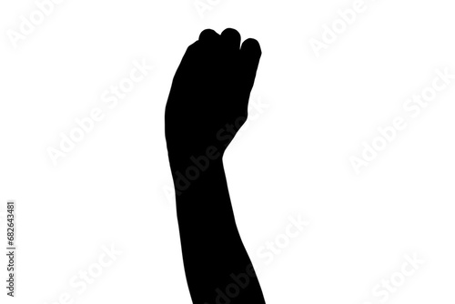 Digital png silhouette of hand holding small ball on transparent background