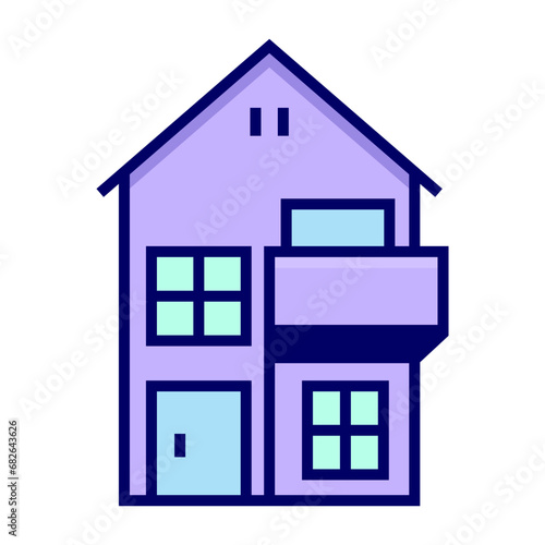 Vector illustration of home building, single icon in color style