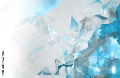 Digital png illustration of white and blue angular smoke with copy space on transparent background