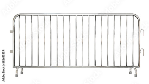 PNG format showcases an isolated crowd control metal barrier on a transparent background. photo