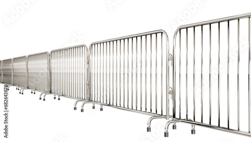 A PNG image displays a crowd control metal barrier with a transparent background. photo