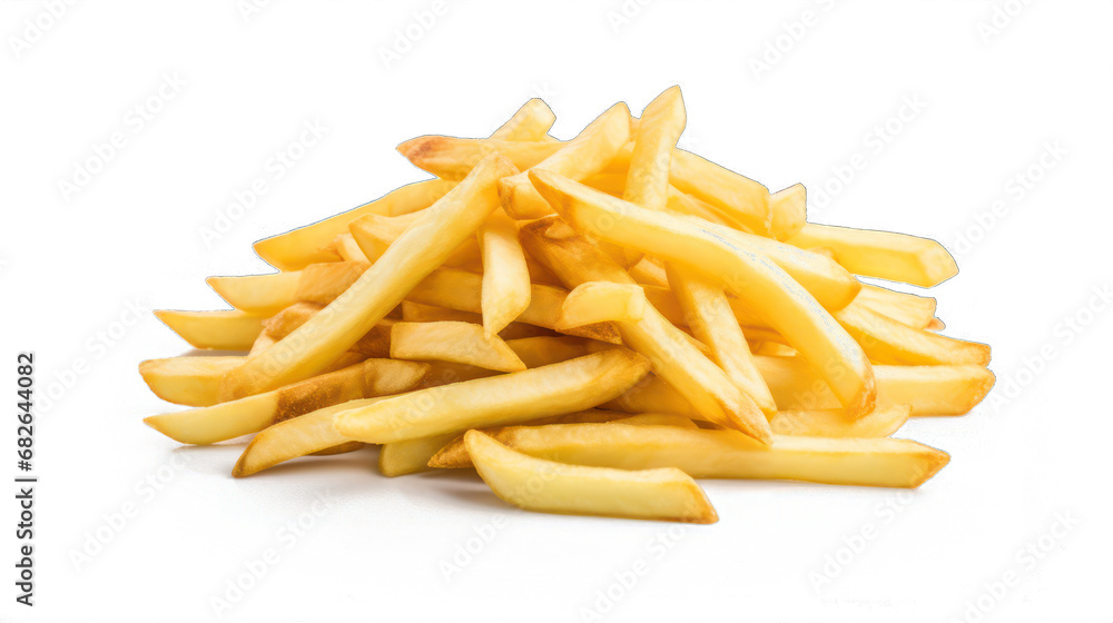 A French fries or potato chips isolated on white background. Isolated on white background. A French fries or potato chips isolated on white background. Isolated on white background.