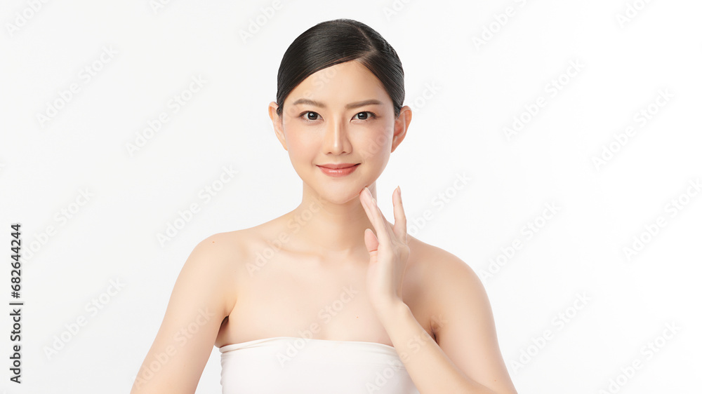Beautiful young asian woman with clean fresh skin on white background, Face care, Facial treatment, Cosmetology, beauty and spa, Asian women portrait. Beautiful young asian woman with clean fresh skin on white background, Face care, Facial treatment, Cosmetology, beauty and spa, Asian women portrait.