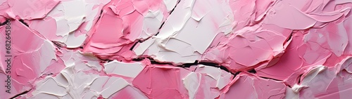 Vibrant Pink and White Abstract Painting with Expressive Brush Strokes