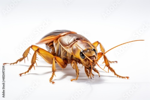 Cockroach carcass closeup isolated on pure white background,