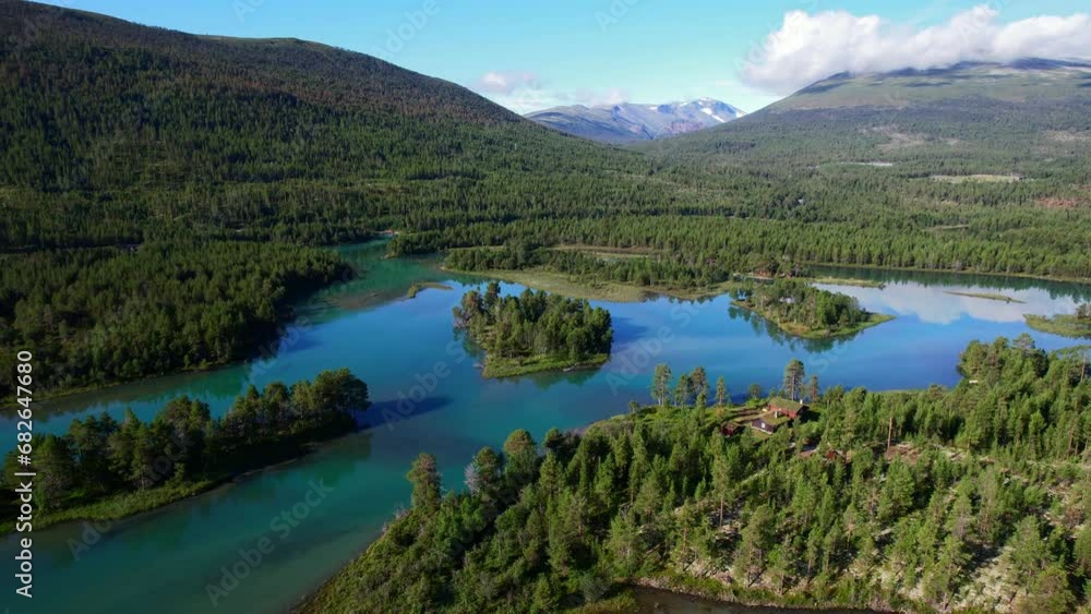 Glacier fed crystal clear lakes of Norway as seen from above Glacier fed crystal clear lakes of Norway as seen from above
