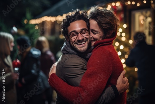 Christmas party and warm hugs to the host © sirisakboakaew