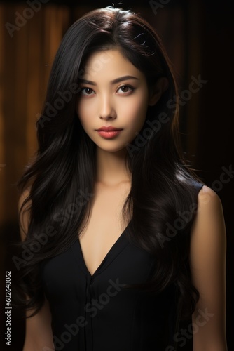 Portrait of beautiful Japanese women with light sand blonde Loose side french braid hair wearing dress