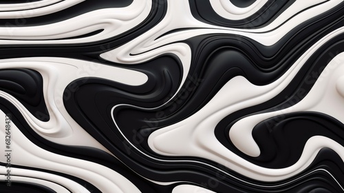 Beautiful Black and White Liquid Swirls with White Particles. Luxurious Art Wallpaper.  