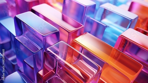 colorful glass 3d object, abstract wallpaper background 