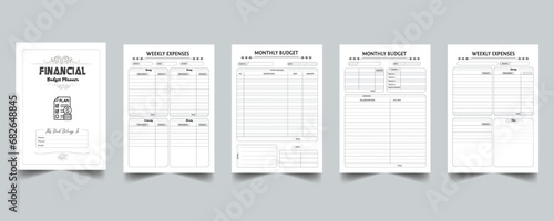 Minimalist Financial planner. Financial planner pages vector templates. Printable financial planner template. Yearly Financial Overview. Budget planner template set. Annual Financial Overview Template photo