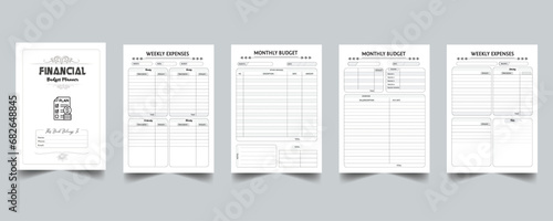 Minimalist Financial planner. Financial planner pages vector templates. Printable financial planner template. Yearly Financial Overview. Budget planner template set. Annual Financial Overview Template