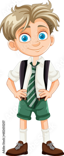 Cute Blond Boy Student Cartoon Character