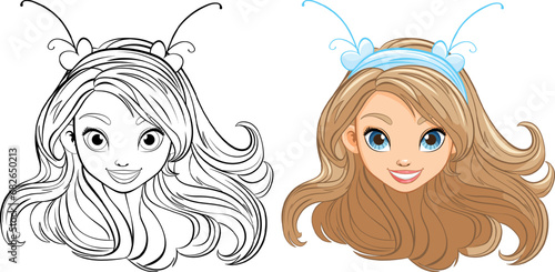 Beautiful Woman with Long Hair and Fancy Hair Decor