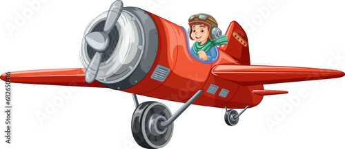 Adventure Kid on Light Aircraft Vector