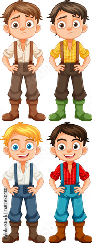 Happy and Sad Boy Emotion Cartoon Characters