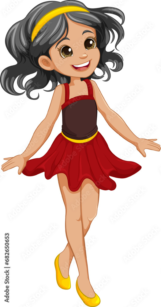 Cute Girl Cartoon Character in Fairy Dress