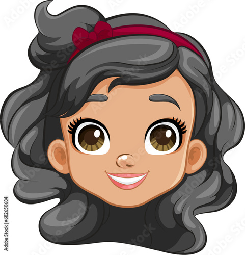 Smiling Cartoon Character of a Cute Girl