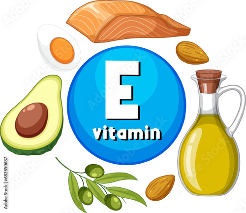 Educational Group of Food Containing Vitamin E