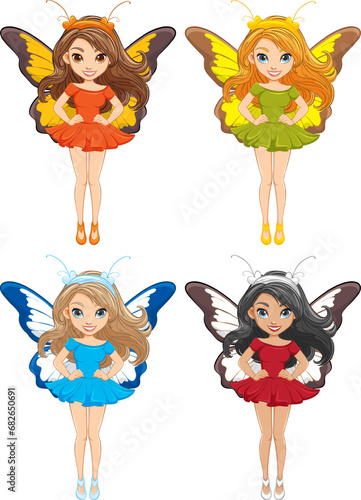 Beautiful Woman with Long Hair and Butterfly Wings