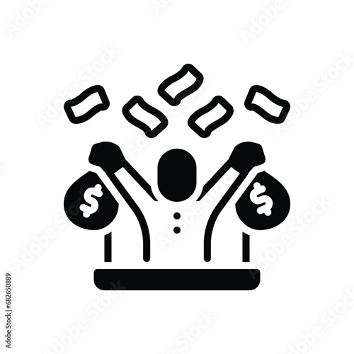 Black solid icon for earning  