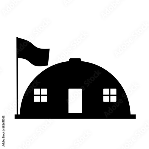 Barrack silhouette vector. Military barrack silhouette can be used as icon, symbol or sign. Barrack icon vector for design of military, base or camp