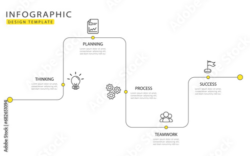 Timeline Creator infographic template. 5 Step timeline journey, calendar Flat simple infographics design template. presentation graph. Business concept with 5 options, gantt vector illustration. photo