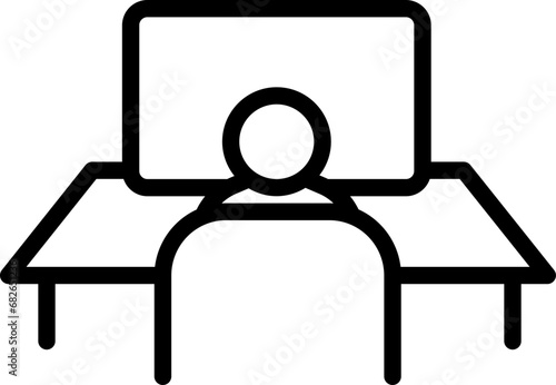 Business Professional Working on Computer - Icon Illustration