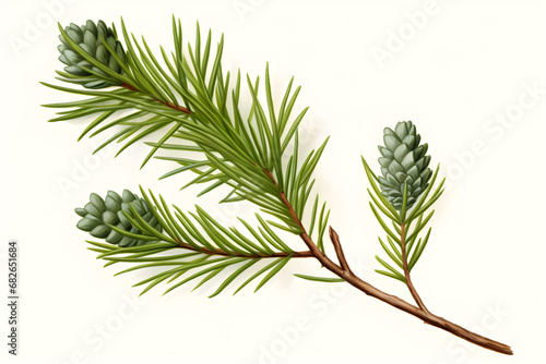 Scots pine branch with green pineal photo