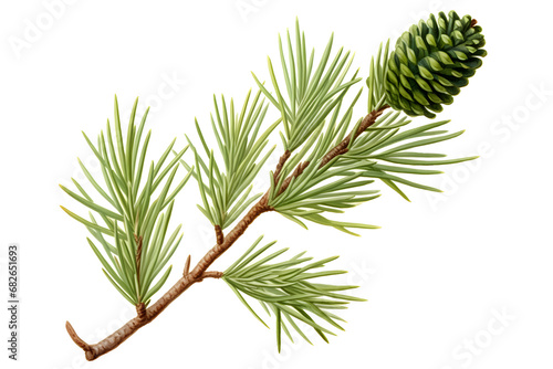 Scots pine branch with green pineal photo