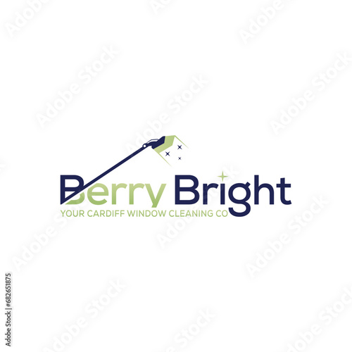 Berrybright Windows cleaning services logo wordmark design vector