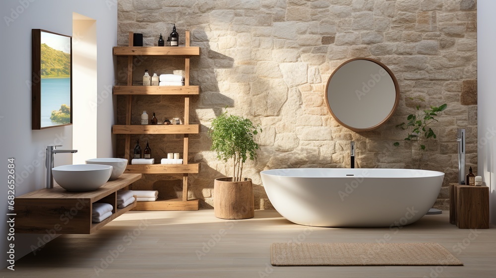Modern white bathroom interior with furniture Modern white bathroom interior with furniture