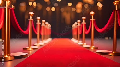 Red carpet. Award ceremony background. AI generative image.