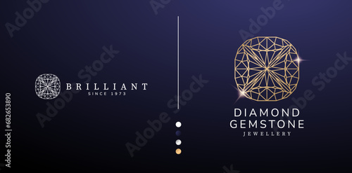 Vector illustration Diamond Jewelry logo designs or Luxury golden diamond symbols isolated backgrounds for Branding and identity design, corporate mark logotype, Conceptual identity designs company