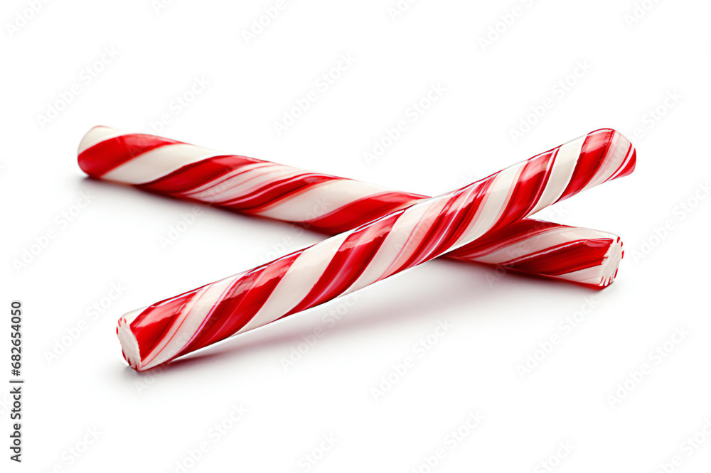 Christmas candy canes. Christmas stick. Traditional Christmas candy with red, green, and white stripes. Santa caramel cane with striped pattern isolated on a white background Christmas candy canes. Christmas stick. Traditional Christmas candy with red, green, and white stripes. Santa caramel cane with striped pattern isolated on a white background
