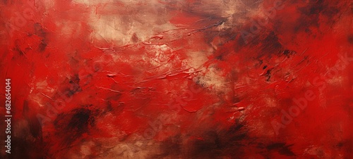 Dynamic Energy: Abstract Painting in Red and Dark Brown