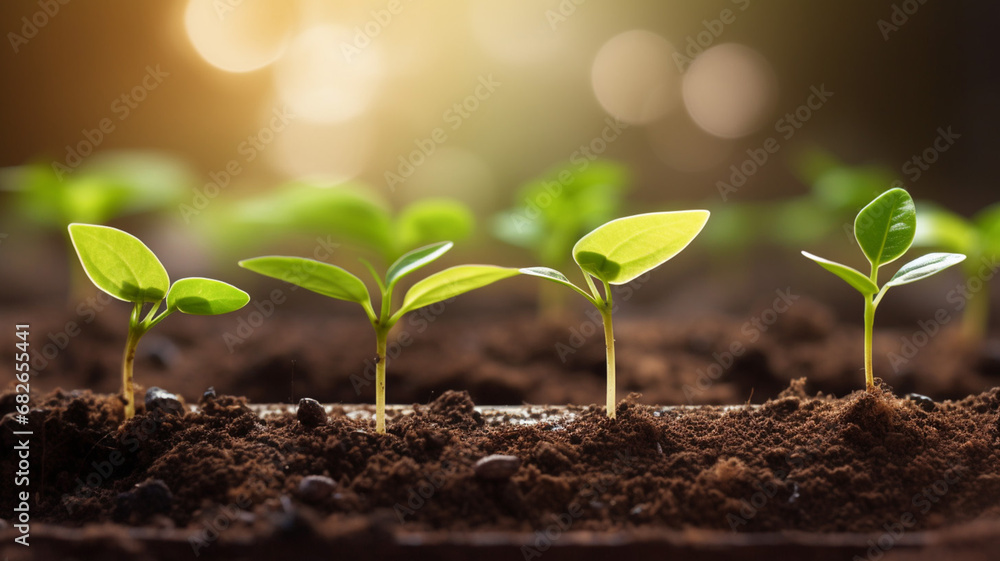 Growth Trees concept Coffee bean seedlings nature with beautiful blurred sunlight background Growth Trees concept Coffee bean seedlings nature with beautiful blurred sunlight background