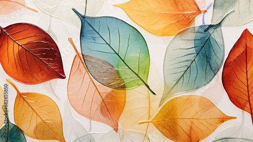 tile transparent colorful leaves