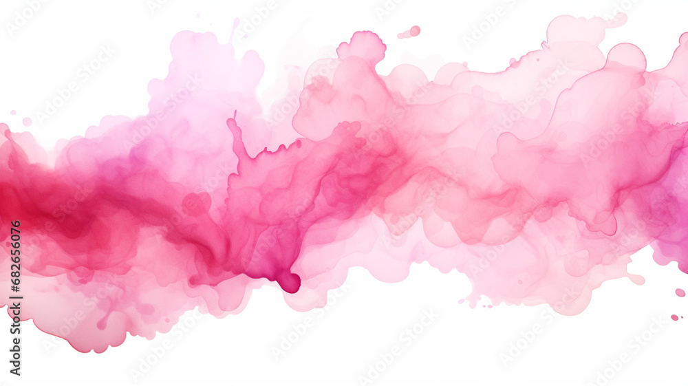 Abstract painting pink watercolor on white background