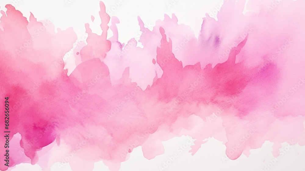 Abstract painting vibrant pink watercolor on white background