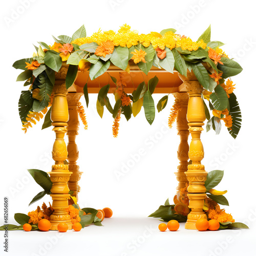 Yellow N Orange Marigold Decoration, lalitha flower decoration photo