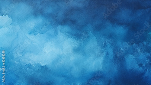 Hand painted abstract watercolor background in dark blue color photo