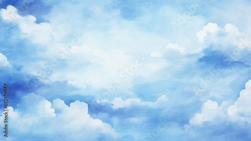 Sky fantasy pastel blue watercolor hand-painted background