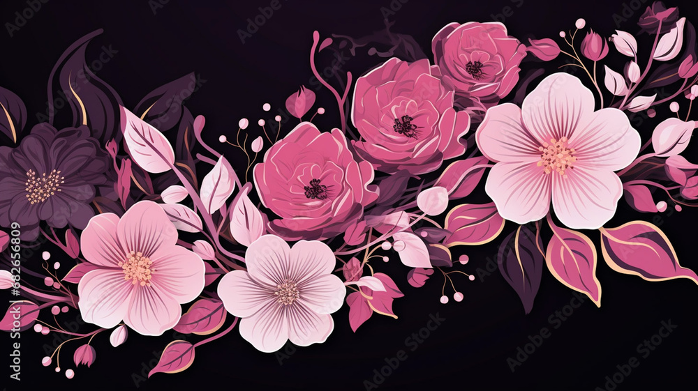 Wedding with line art floral decoration in black. Abstract background Wedding with line art floral decoration in black. Abstract background