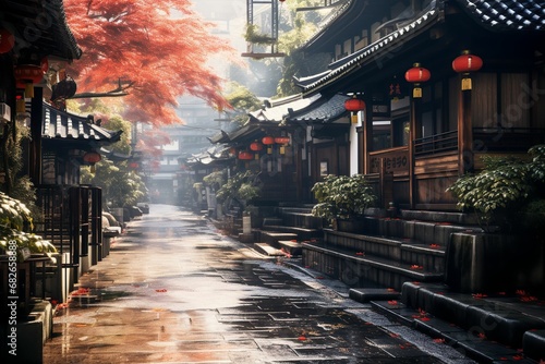 日本の京都風の昼の町並み（京都・奈良・寺院・神社） 