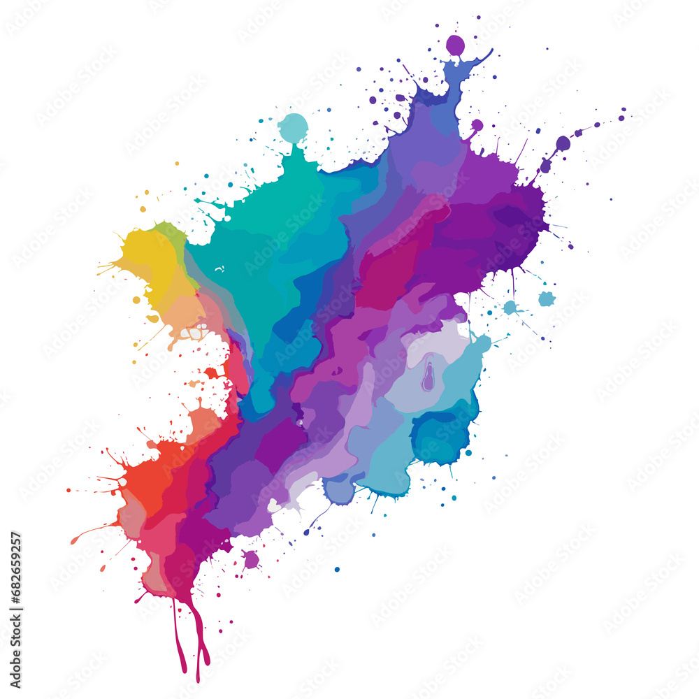 Multicolored splash watercolor blot - template for your designs.