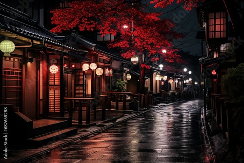 日本の京都風の夜の町並み（京都・奈良・寺院・神社）	
 photo
