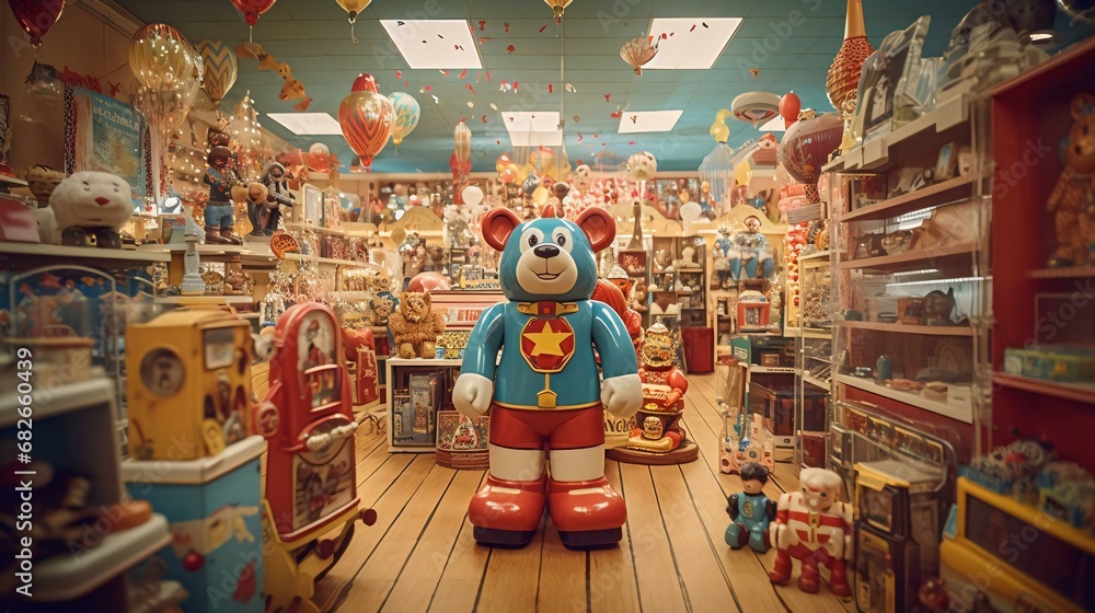 a large room with many toys