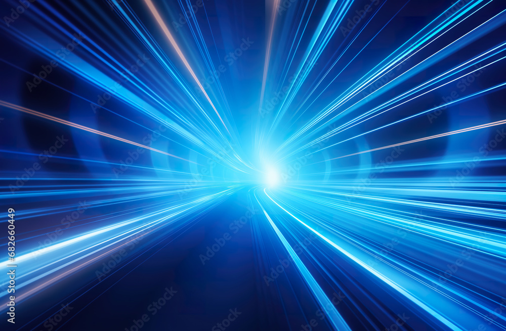 Data streaming channel, blue lights blurred in zoom effect, abstract digital background Data streaming channel, blue lights blurred in zoom effect, abstract digital background