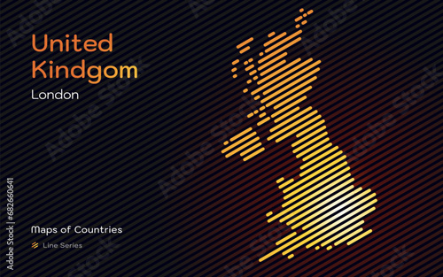 Creative map Great Britain. Political map. London. United Kingdom. World Countries  line pattern vector maps series. photo